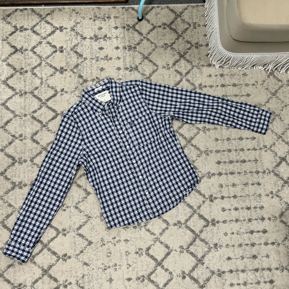 Abercrombie & Fitch Men’s Blue and White Plaid Button Down Muscle Shirt L - Picture 2 of 5